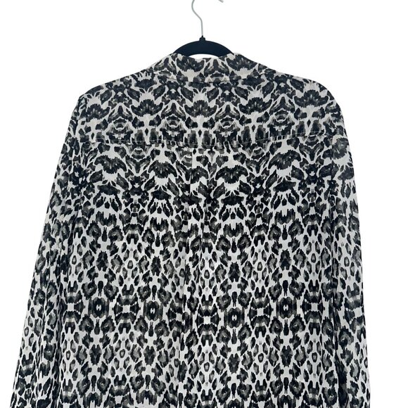 New York & Company Womens Leopard Print Button-Up Shirt Blouse SZ L - Picture 10 of 13